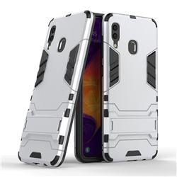 Armor Premium Tactical Grip Kickstand Shockproof Dual Layer Rugged Hard Cover for Samsung Galaxy A30 - Silver
