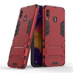 Armor Premium Tactical Grip Kickstand Shockproof Dual Layer Rugged Hard Cover for Samsung Galaxy A30 - Wine Red
