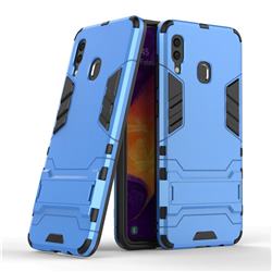 Armor Premium Tactical Grip Kickstand Shockproof Dual Layer Rugged Hard Cover for Samsung Galaxy A30 - Light Blue