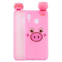 Small Pink Pig Soft 3D Climbing Doll Soft Case for Samsung Galaxy A30