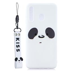 White Feather Panda Soft Kiss Candy Hand Strap Silicone Case for Samsung Galaxy A30