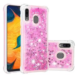 Dynamic Liquid Glitter Sand Quicksand TPU Case for Samsung Galaxy A30 - Pink Love Heart