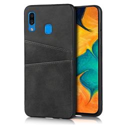 Simple Calf Card Slots Mobile Phone Back Cover for Samsung Galaxy A30 - Black