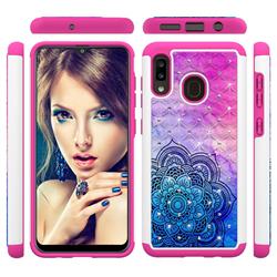 Colored Mandala Studded Rhinestone Bling Diamond Shock Absorbing Hybrid Defender Rugged Phone Case Cover for Samsung Galaxy A30