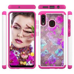 peony Flower Shock Absorbing Hybrid Defender Rugged Phone Case Cover for Samsung Galaxy A30