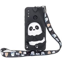 Cute Panda Neck Lanyard Zipper Wallet Silicone Case for Samsung Galaxy A30