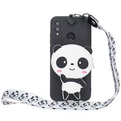 White Panda Neck Lanyard Zipper Wallet Silicone Case for Samsung Galaxy A30