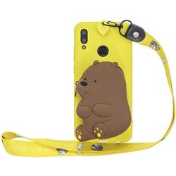 Yellow Bear Neck Lanyard Zipper Wallet Silicone Case for Samsung Galaxy A30