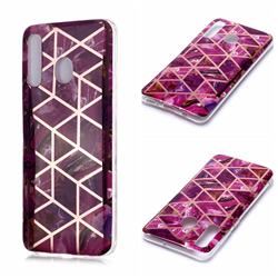 Purple Rhombus Galvanized Rose Gold Marble Phone Back Cover for Samsung Galaxy A30