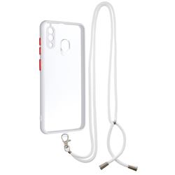 Necklace Cross-body Lanyard Strap Cord Phone Case Cover for Samsung Galaxy A30 - White