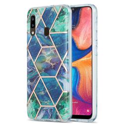 Blue Green Marble Pattern Galvanized Electroplating Protective Case Cover for Samsung Galaxy A30