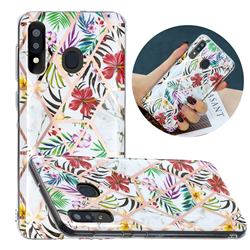 Tropical Rainforest Flower Painted Marble Electroplating Protective Case for Samsung Galaxy A30