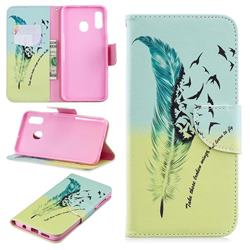 Feather Bird Leather Wallet Case for Samsung Galaxy A30