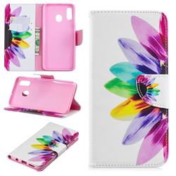 Seven-color Flowers Leather Wallet Case for Samsung Galaxy A30