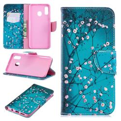 Blue Plum Leather Wallet Case for Samsung Galaxy A30