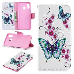 Peach Butterflies Leather Wallet Case for Samsung Galaxy A30