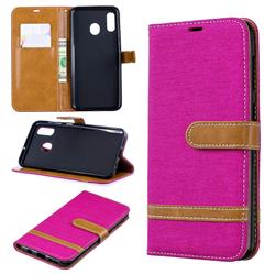 Jeans Cowboy Denim Leather Wallet Case for Samsung Galaxy A30 - Rose