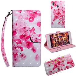 Peach Blossom 3D Painted Leather Wallet Case for Samsung Galaxy A30