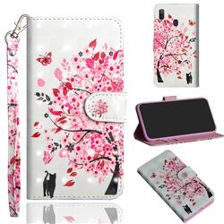 Tree and Cat 3D Painted Leather Wallet Case for Samsung Galaxy A30