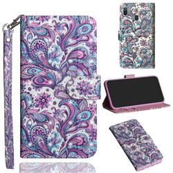Swirl Flower 3D Painted Leather Wallet Case for Samsung Galaxy A30
