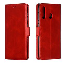 Retro Classic Calf Pattern Leather Wallet Phone Case for Samsung Galaxy A30 - Red