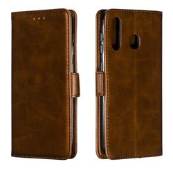 Retro Classic Calf Pattern Leather Wallet Phone Case for Samsung Galaxy A30 - Brown