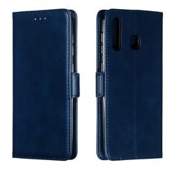 Retro Classic Calf Pattern Leather Wallet Phone Case for Samsung Galaxy A30 - Blue