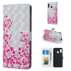 Cherry Blossom 3D Painted Leather Phone Wallet Case for Samsung Galaxy A30