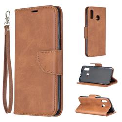 Classic Sheepskin PU Leather Phone Wallet Case for Samsung Galaxy A30 - Brown