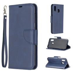 Classic Sheepskin PU Leather Phone Wallet Case for Samsung Galaxy A30 - Blue