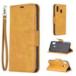 Classic Sheepskin PU Leather Phone Wallet Case for Samsung Galaxy A30 - Yellow