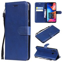 Retro Greek Classic Smooth PU Leather Wallet Phone Case for Samsung Galaxy A30 - Blue