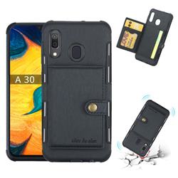 Brush Multi-function Leather Phone Case for Samsung Galaxy A30 - Black