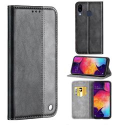 Classic Business Ultra Slim Magnetic Sucking Stitching Flip Cover for Samsung Galaxy A30 - Silver Gray