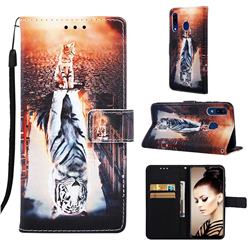 Cat and Tiger Matte Leather Wallet Phone Case for Samsung Galaxy A30