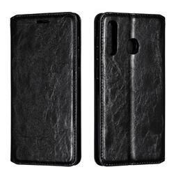 Retro Slim Magnetic Crazy Horse PU Leather Wallet Case for Samsung Galaxy A30 - Black