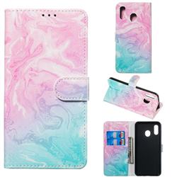 Pink Green Marble PU Leather Wallet Case for Samsung Galaxy A30