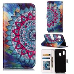 Mandala Flower 3D Relief Oil PU Leather Wallet Case for Samsung Galaxy A30