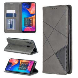 Prismatic Slim Magnetic Sucking Stitching Wallet Flip Cover for Samsung Galaxy A30 - Gray