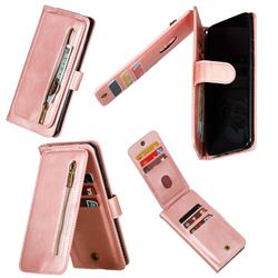 Multifunction 9 Cards Leather Zipper Wallet Phone Case for Samsung Galaxy A30 - Rose Gold