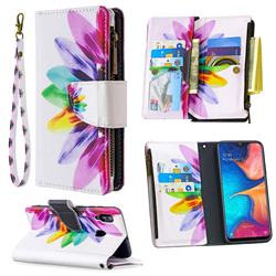 Seven-color Flowers Binfen Color BF03 Retro Zipper Leather Wallet Phone Case for Samsung Galaxy A30