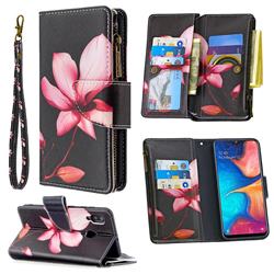 Lotus Flower Binfen Color BF03 Retro Zipper Leather Wallet Phone Case for Samsung Galaxy A30
