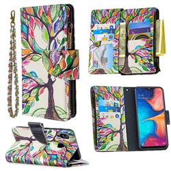 The Tree of Life Binfen Color BF03 Retro Zipper Leather Wallet Phone Case for Samsung Galaxy A30
