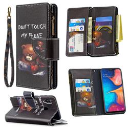 Chainsaw Bear Binfen Color BF03 Retro Zipper Leather Wallet Phone Case for Samsung Galaxy A30