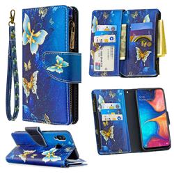 Golden Butterflies Binfen Color BF03 Retro Zipper Leather Wallet Phone Case for Samsung Galaxy A30