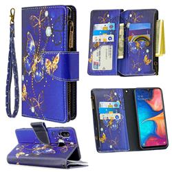 Purple Butterfly Binfen Color BF03 Retro Zipper Leather Wallet Phone Case for Samsung Galaxy A30