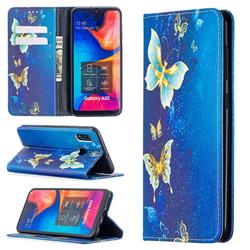 Gold Butterfly Slim Magnetic Attraction Wallet Flip Cover for Samsung Galaxy A30