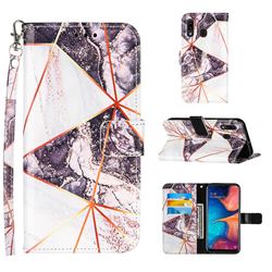 Black and White Stitching Color Marble Leather Wallet Case for Samsung Galaxy A30