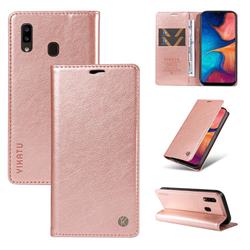YIKATU Litchi Card Magnetic Automatic Suction Leather Flip Cover for Samsung Galaxy A30 - Rose Gold