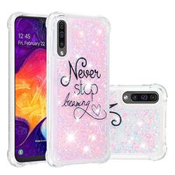 Never Stop Dreaming Dynamic Liquid Glitter Sand Quicksand Star TPU Case for Samsung Galaxy A30s